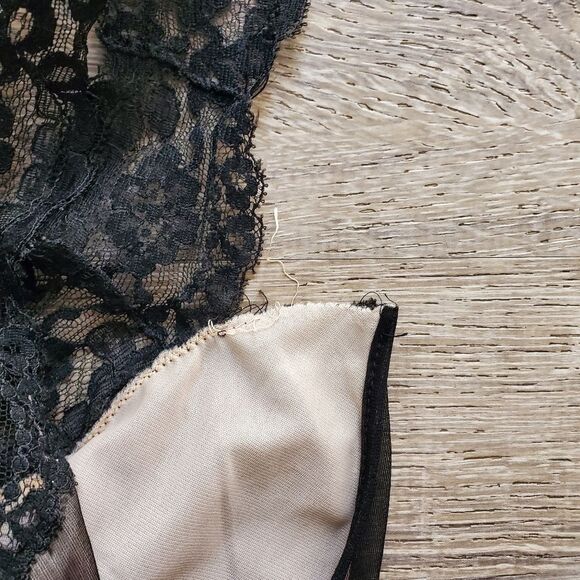 VANITY FAIR VINTAGE LINGERIE BABY DOLL NIGHTGOWN WOMEN Size 38 BLACK BLUSH PINK - Picture 4 of 13